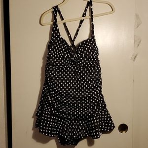 Torrid Size 2 Skull and Polka Dot Swimsuit